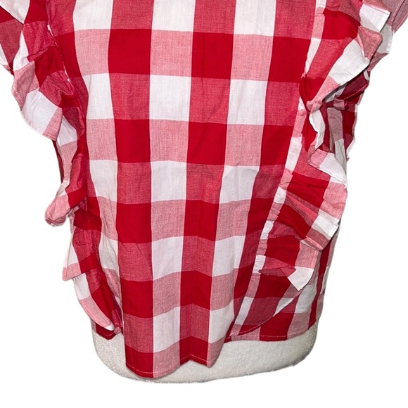 NWT Avara Brandy Red Gingham Checked Ruffle Button Back Crop Top - L - Picture 5 of 15